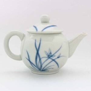 Bule de chá de porcelana japonês pintado à mão Saburoemon com motivo de orquídeas